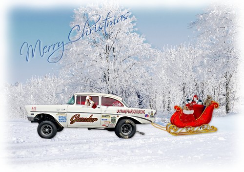 Santa pod christmas xmas card - christmas,