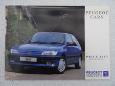 Peugeot Price List 1996:106,205,306 GTi,Cabriolet,Roadster,Genoa,Spinnaker,405,4