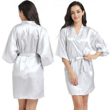 UK Plus Size Satin Robe Wedding Bride Bridesmaid Kimono Dressing Gown Sleepwear