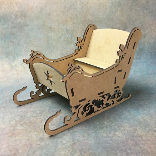 Wooden sleigh festive ornament - sleigh,