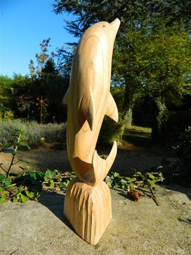 Wooden dolphin fish carving - wooden,