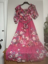 Ladies Floral Print Bardot Maxi Dress Size 12. New With Tags (rrp 35.60)