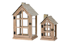 Wooden House Candle Lantern -