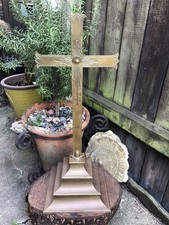 Antique Victorian brass church altar cross arts & crafts style chapel crucifix