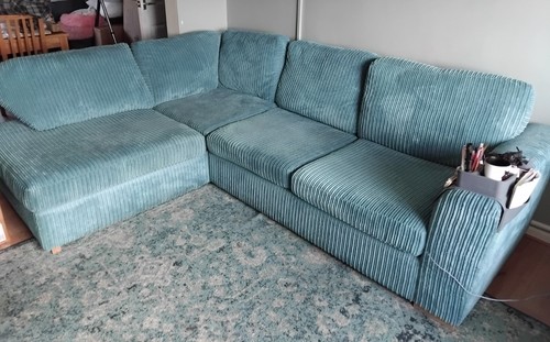 Blue corduroy striped corner - blue,