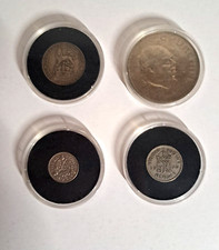 CHURCHILL Crown Shilling Sixpence Three Pence: 4 Coins in total