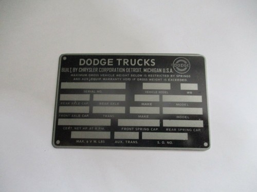 Nameplate plate dodge - plate, us