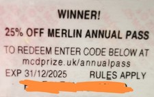 Merlin Annual Pass 25 Per Cent Discount Voucher Reduced