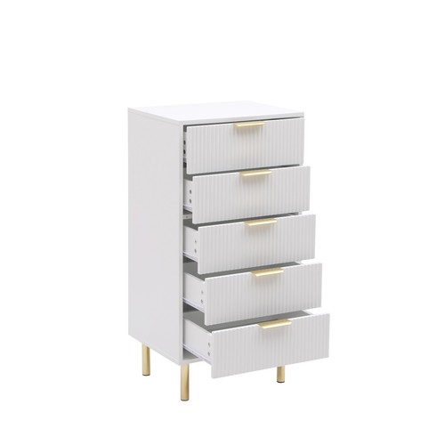 Fluted gloss chest drawers - fluted,