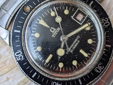 Women's Vintage Titus Calypsomatic 7845 Diver w/Gilt Dial,Patina,Orig Bracelet