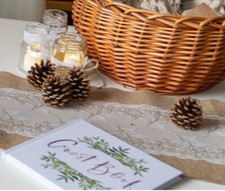 Rustic handmade hessian burlap jute and lace table runner 72"