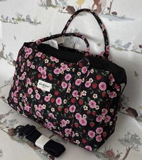 Cath Kidston Pink Black Floral Strawberry Print Travel Holdall Overnight Bag £85
