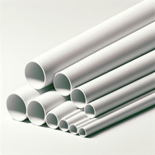 White pvc round tube - round, 1m