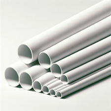 White PVC Round Tube Pipe 1m Long Various Sizes - 7mm 10mm 12mm -Durable Plastic