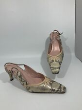 VAN DAL size 5.5 gold tone sling back shoes mid heel shoes vintage Celine
