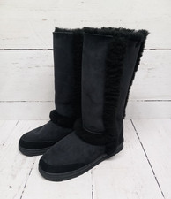 Emu Black Sheepskin Boots UK Size 5 Lined Suede Winter Shoes EU 38 - Used