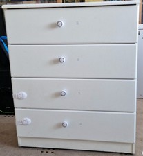4-Drawer White MDF Chest Storage Unit --Basic Model for Living Room