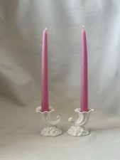 Vintage Candlestick Holders Royal Worcester – 1950s Bone China – Art Deco Shell