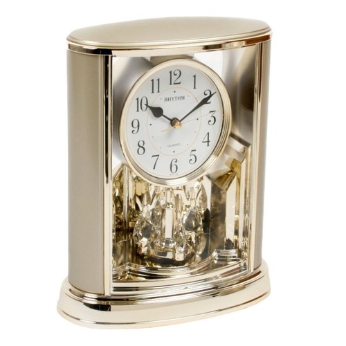 Rhythm gold mantel clock with - mantel,