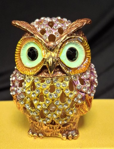 Owl bejewelled enamel - &,