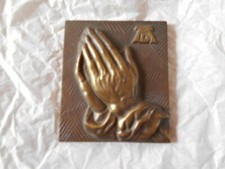  Praying Hands metal plaque After Albrecht Durer Vintage Collectible
