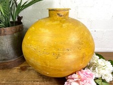 Authentic Indian Yellow Rustic Hand Made Riveted Water Pot Dry Flower Vase