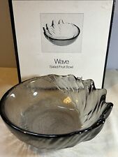 Anita Harris Wedgwood Crystal Glass Wave Bowl Vintage 1980s Midnight Grey 20cm