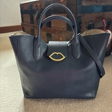 Lulu Guinness Navy Cut Out Lip