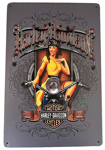 Harley girl biker tin - biker, sign