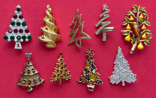 Vintage christmas tree brooch - christmas,
