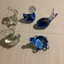 5 Small Glass Animal Figurines