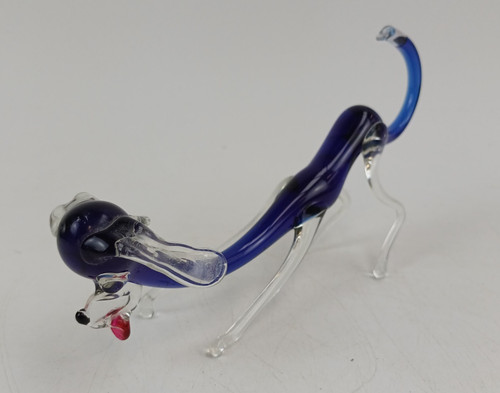 Large blue glass murano dog - large,