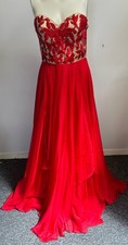 Sherri Hill Red Embellished Strapless Evening Gown US Size 2 - #1008