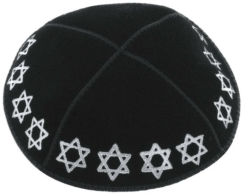 Suede kippah silver foil - kippah,