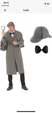 Men`s Victorian Detective Costume Adult Historical Sleuth Fancy Dress L