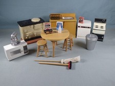 Doll's House - 1:12 & other -Kitchen Set - sink, oven, table, stools, etc