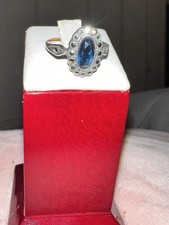Superb Victorian Cornflower Blue Sapphire And Marquisite Ring