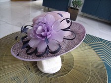 beautiful Jacques Vert lilac and dark navy  wedding hat