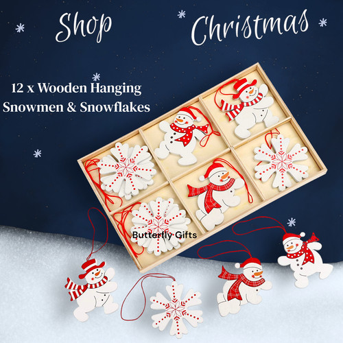 Snowman and snowflake wooden - snowman,