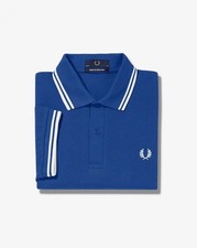 Mens Fred PERRY-ROYAL BULE-PLAIN COTTON TWIN TIPPED Polo T-Shirt-XLARGE