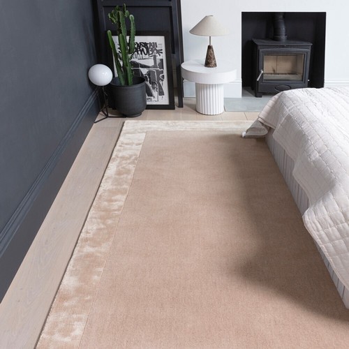 Ascot putty rug plain bordered - ascot,