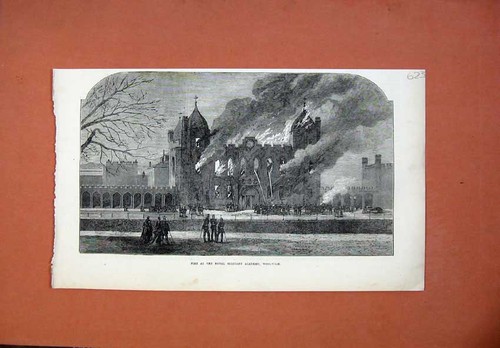 Old antique print 1873 fire - print,