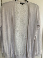 Ladies New Look Cardigan Size 12, Beige Colour, Open Front, Lace Detail On Back