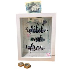 Wooden Money Box Gift with Glass Frame Coins Savings Storage Piggy Bank