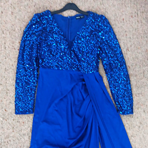Shein blue sequin neck tall - blue,