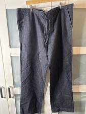 French Connection Linen Trousers Drawstring Relaxed Fit Black Mens Size Large 34