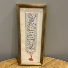 Cash's of Coventry Silk Woven Bookmark-Bluebirds Hearts & Forget Me Knot Vintage