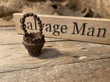 Vintage Antique 19thC Carved Coquilla Nut Basket Superb Detail Hand Carved