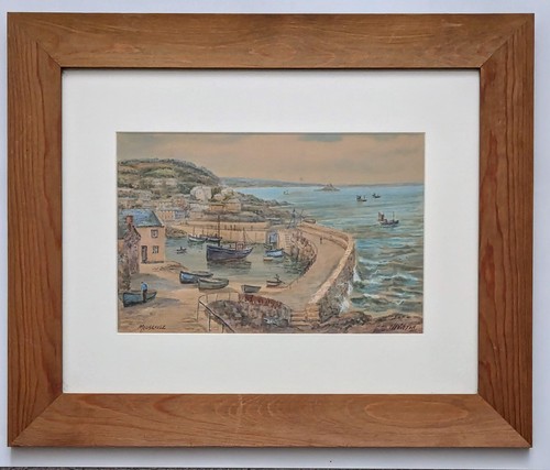 Framed glazed watercolour of - framed,