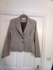 Next ladies grey patterned long sleeved lined jacket size 14
